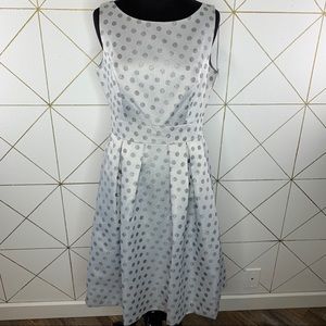Eliza J Polka Dot Silver Metallic/ Gray Dress 6